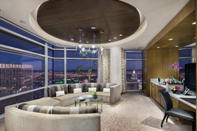 Aria Sky Suite Living Room with Las Vegas Stripe Views