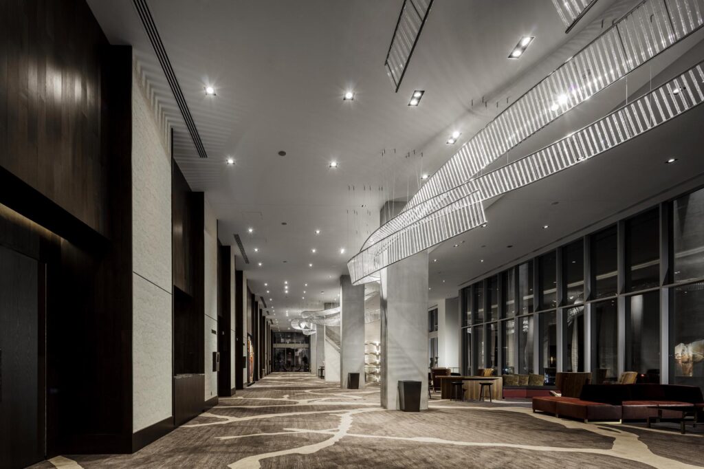 Convention Center with a spiraling custom chandelier